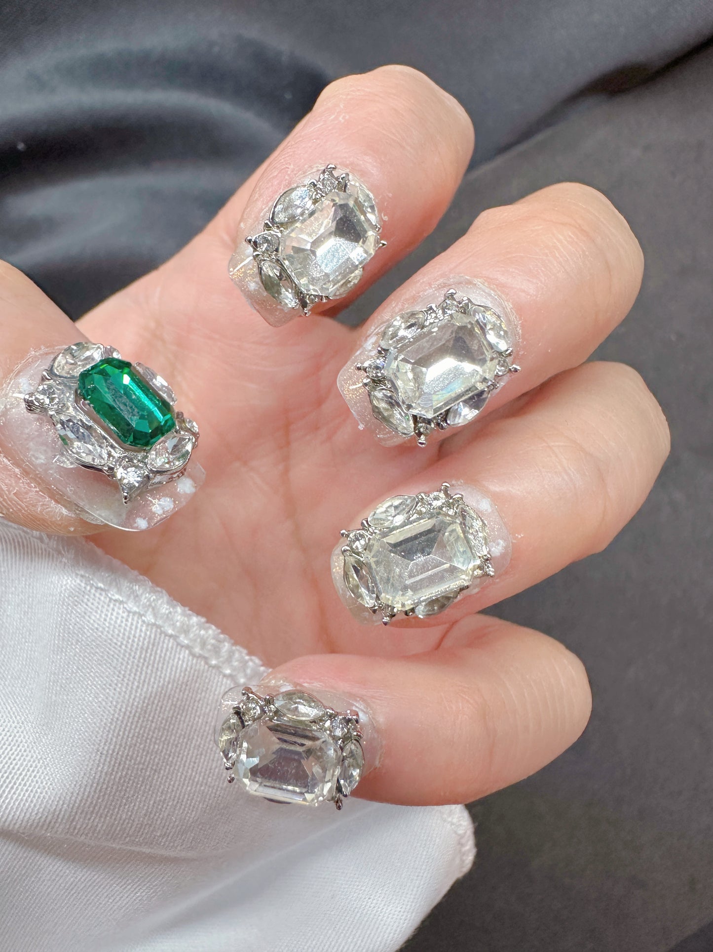 Short diamond (short) Reusable Hand Made Press On Nails Fake Nails