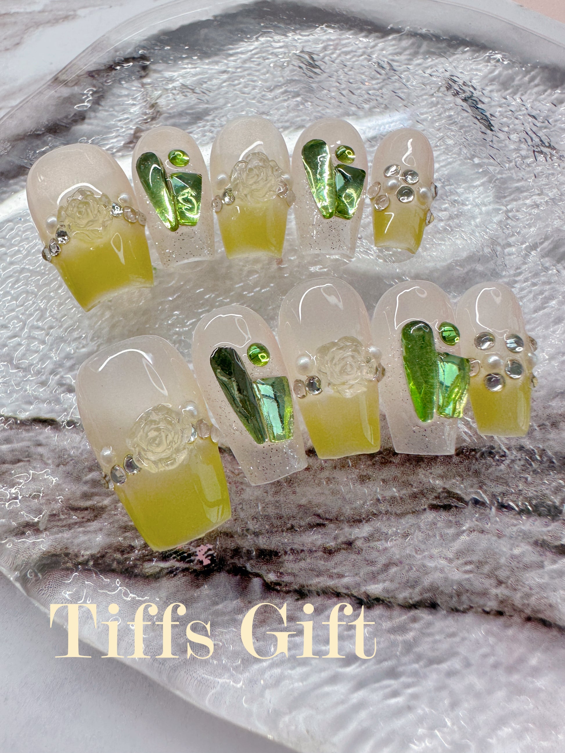 Spring bling（medium) Reusable Hand Made Press On Nails - TiffsGift