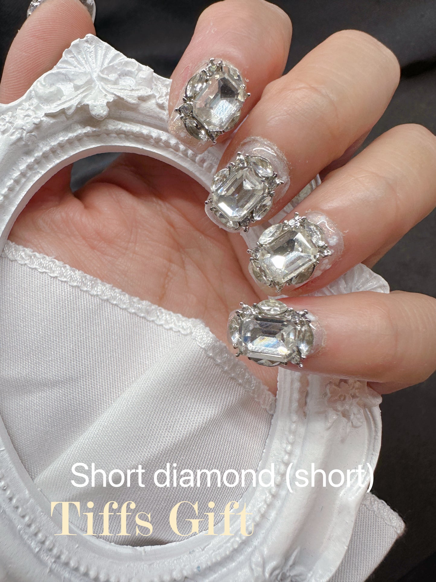 Short diamond (short) Reusable Hand Made Press On Nails Fake Nails