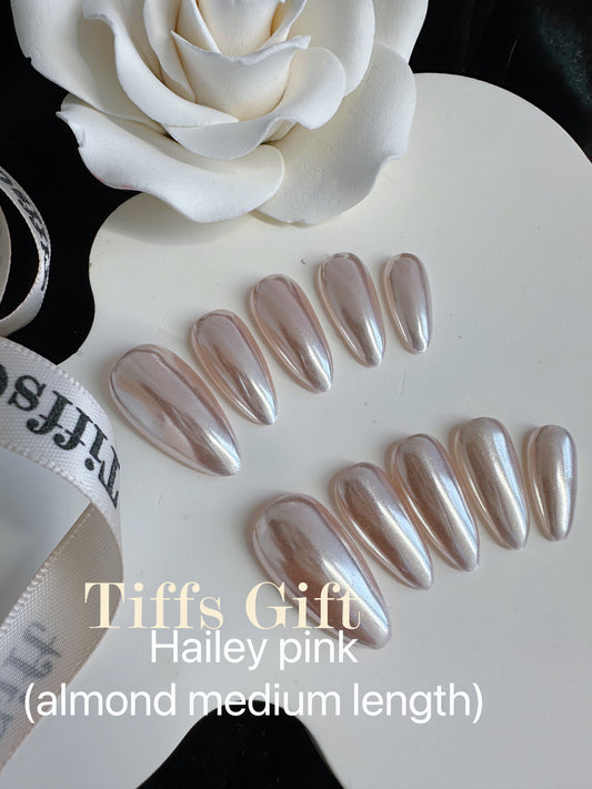 Hailey pink Reusable Hand Made Press On Nails Fake Nails