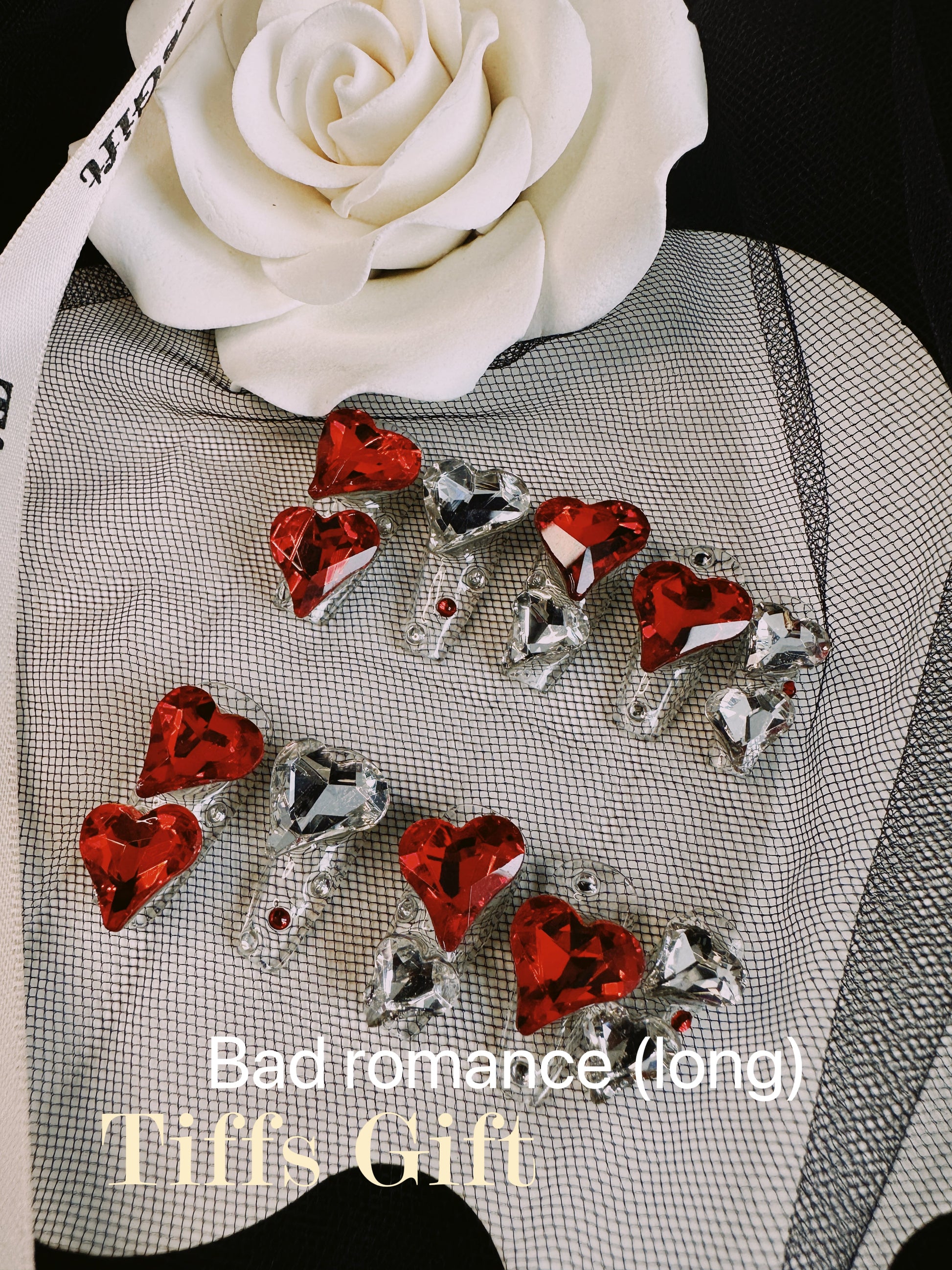 Bad romance (long) Reusable Hand Made Press On Nails - TiffsGift