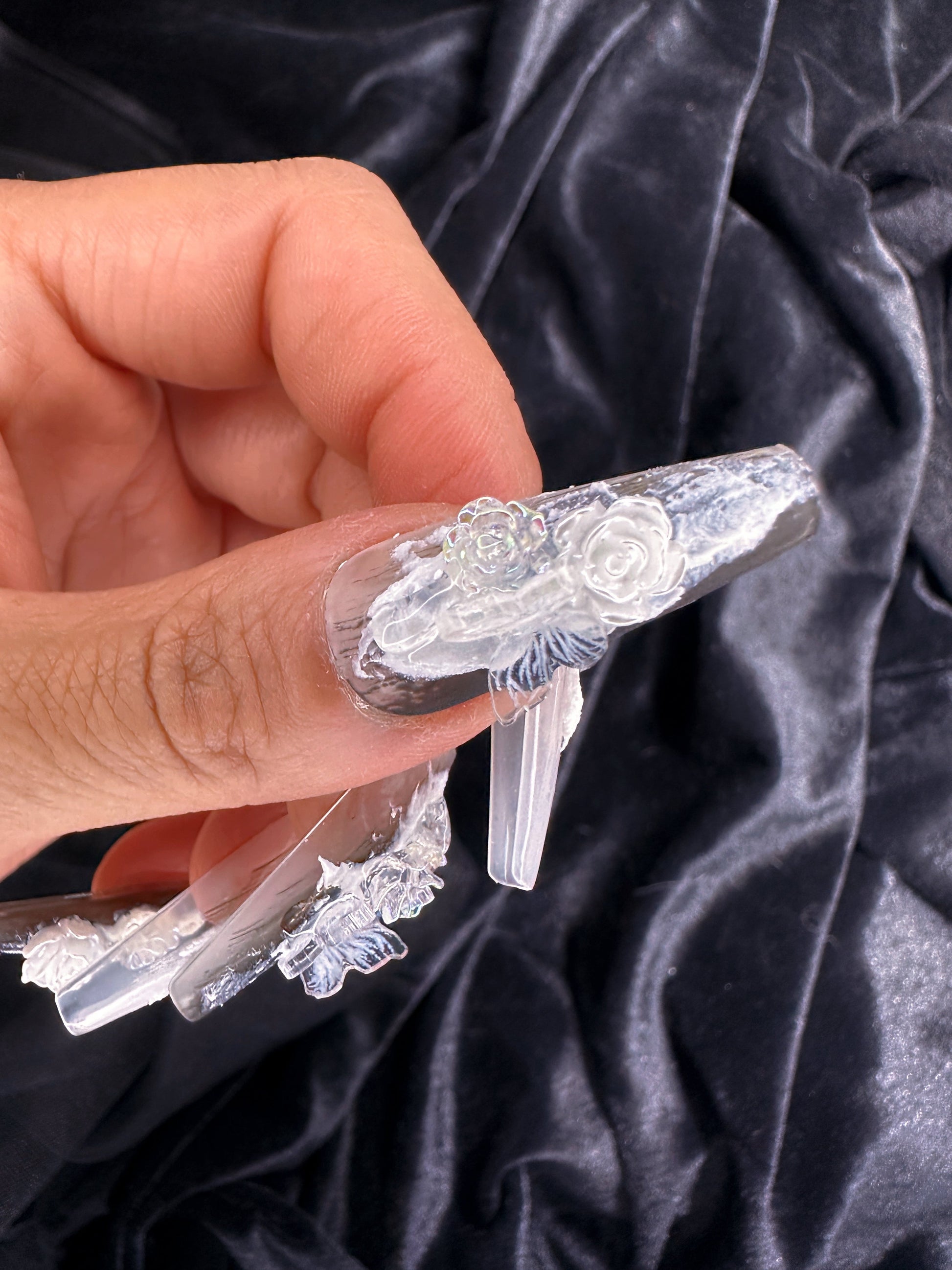 Baroque dark rose Reusable Hand Made Press On Nails - TiffsGift