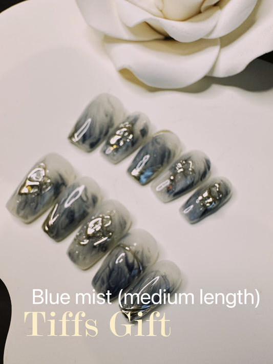 Blue mist( medium length) Reusable HandMade Press On Nails - TiffsGift