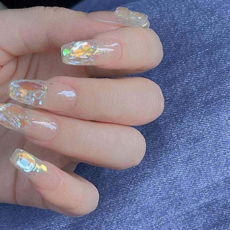 Crystal Shine Reusable Hand Made Press On Nails High Quality - TiffsGift