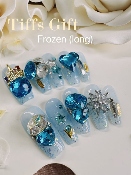Frozen (long) Reusable Hand Made Press On Nails - TiffsGift