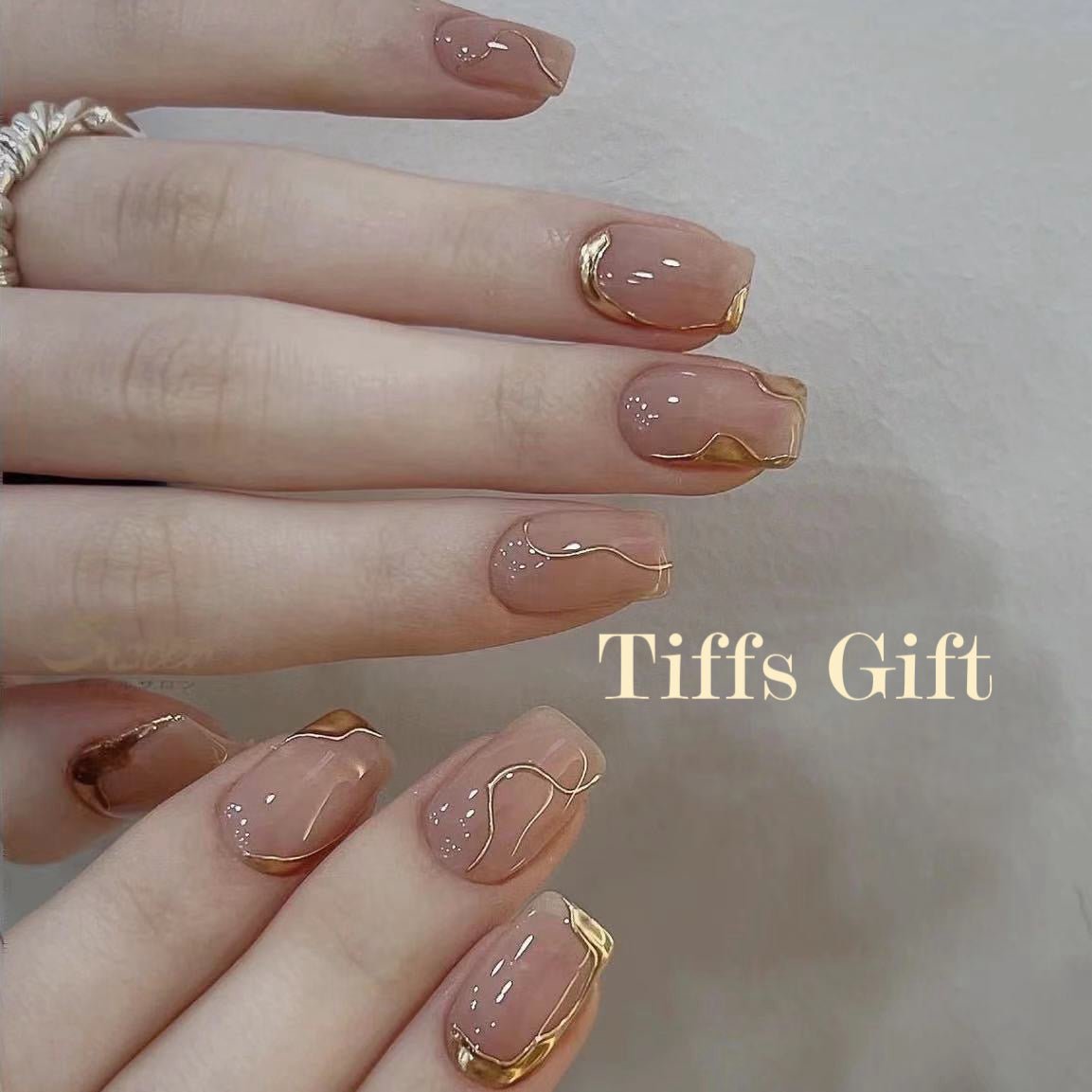 Gold French tip (short) - TiffsGift