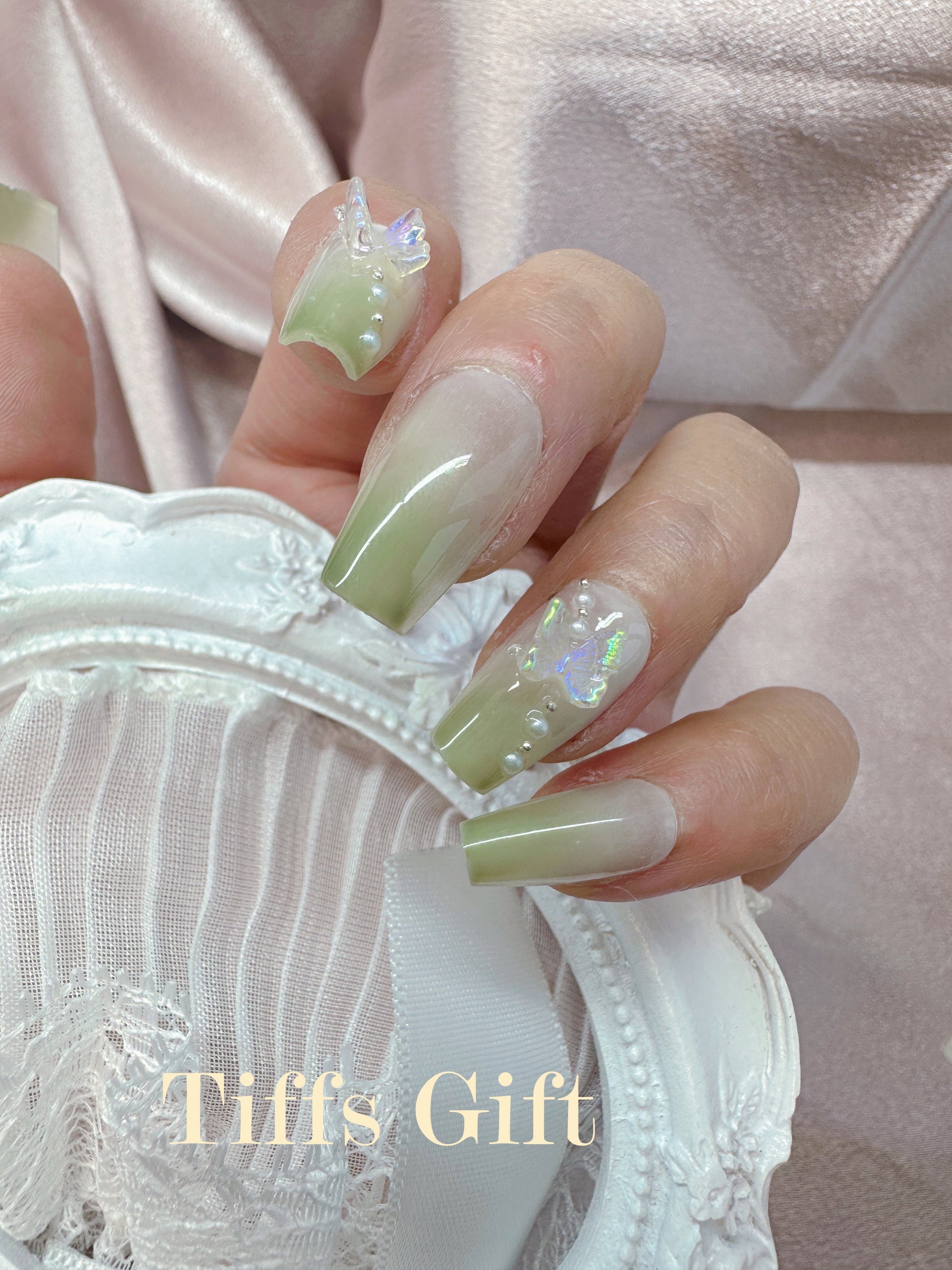 Green butterfly (medium length) - TiffsGift