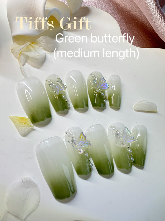 Green butterfly (medium length) - TiffsGift