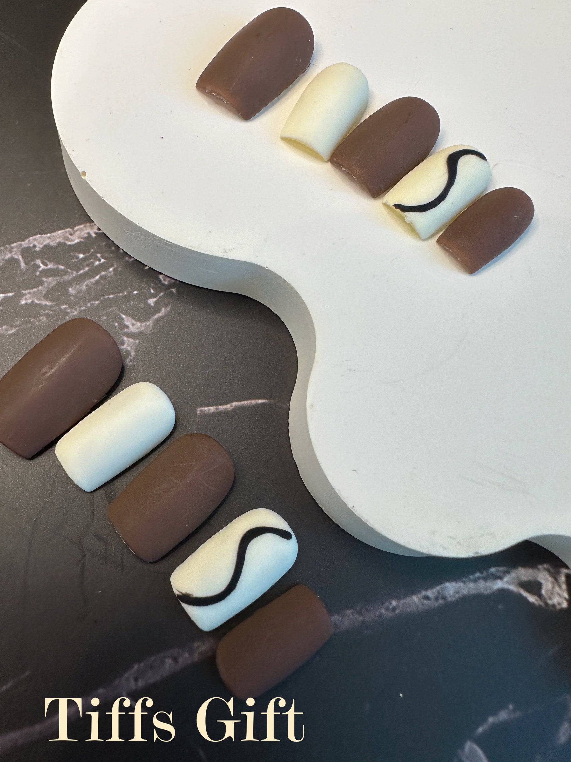 Latte brown Reusable Hand Made Press On Nails High Quality - TiffsGift