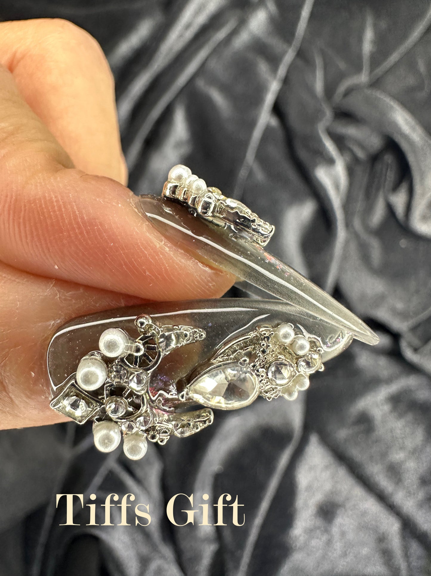 Metallic princess (long) Reusable Hand Made Press On Nails - TiffsGift