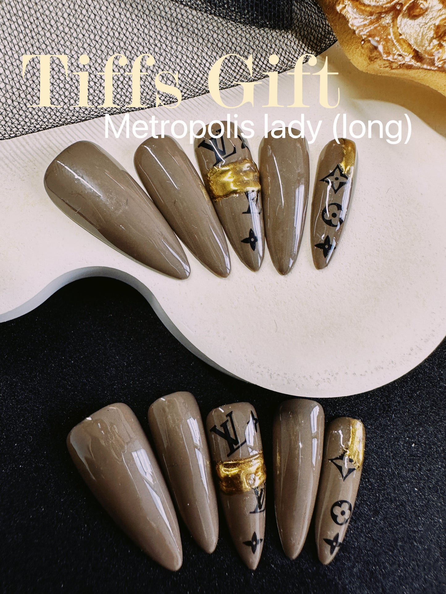 Metropolis lady (long) Reusable Hand Made Press On Nails - TiffsGift