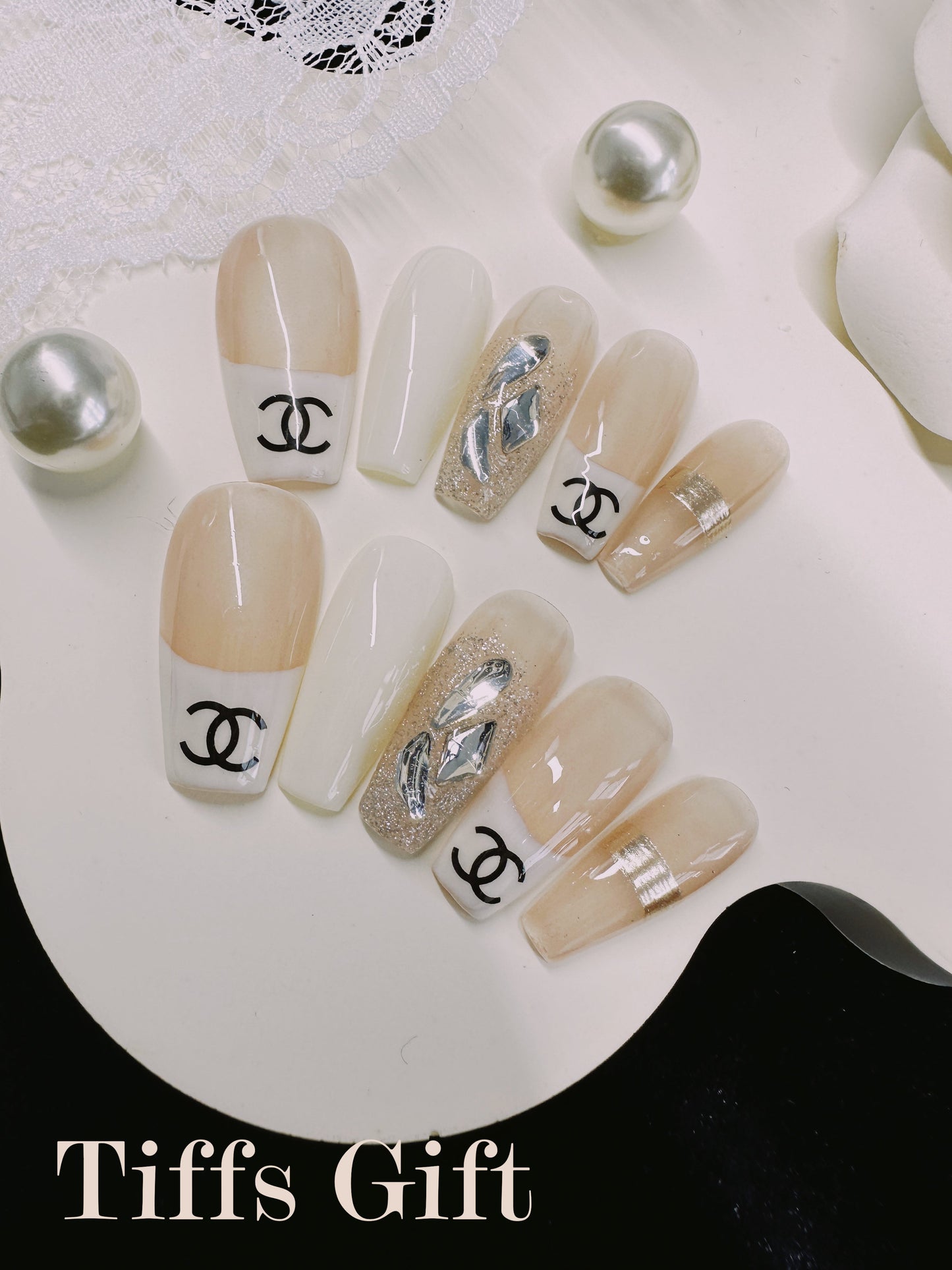 Nude chic Reusable Hand Made Press On Nails - TiffsGift