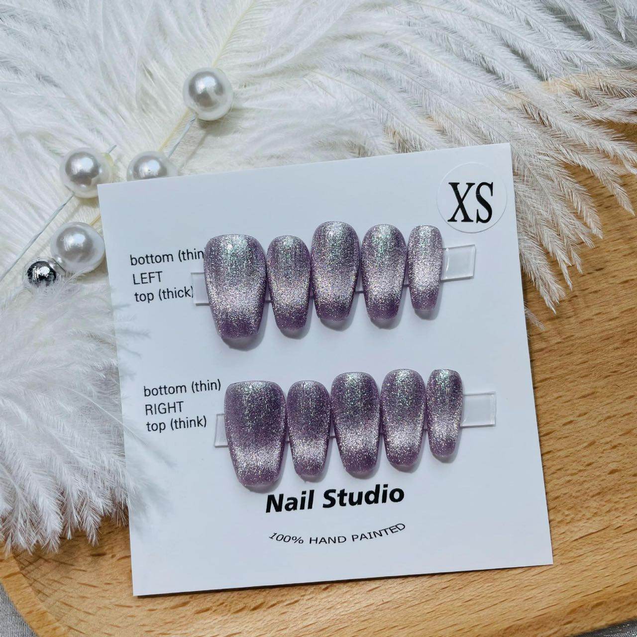 Purple Shine Reusable Hand Made Press On Nails High Quality - TiffsGift