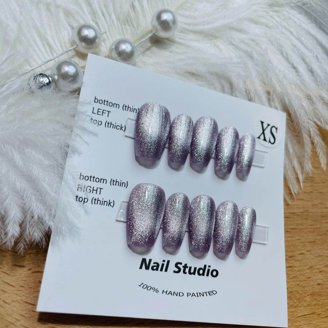 Purple Shine Reusable Hand Made Press On Nails High Quality - TiffsGift