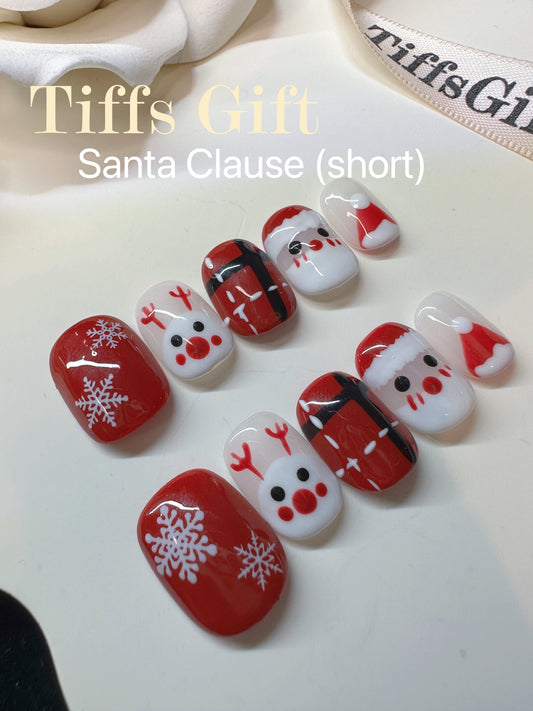 Santa Clause (short) Reusable HandMade Press On Nails - TiffsGift
