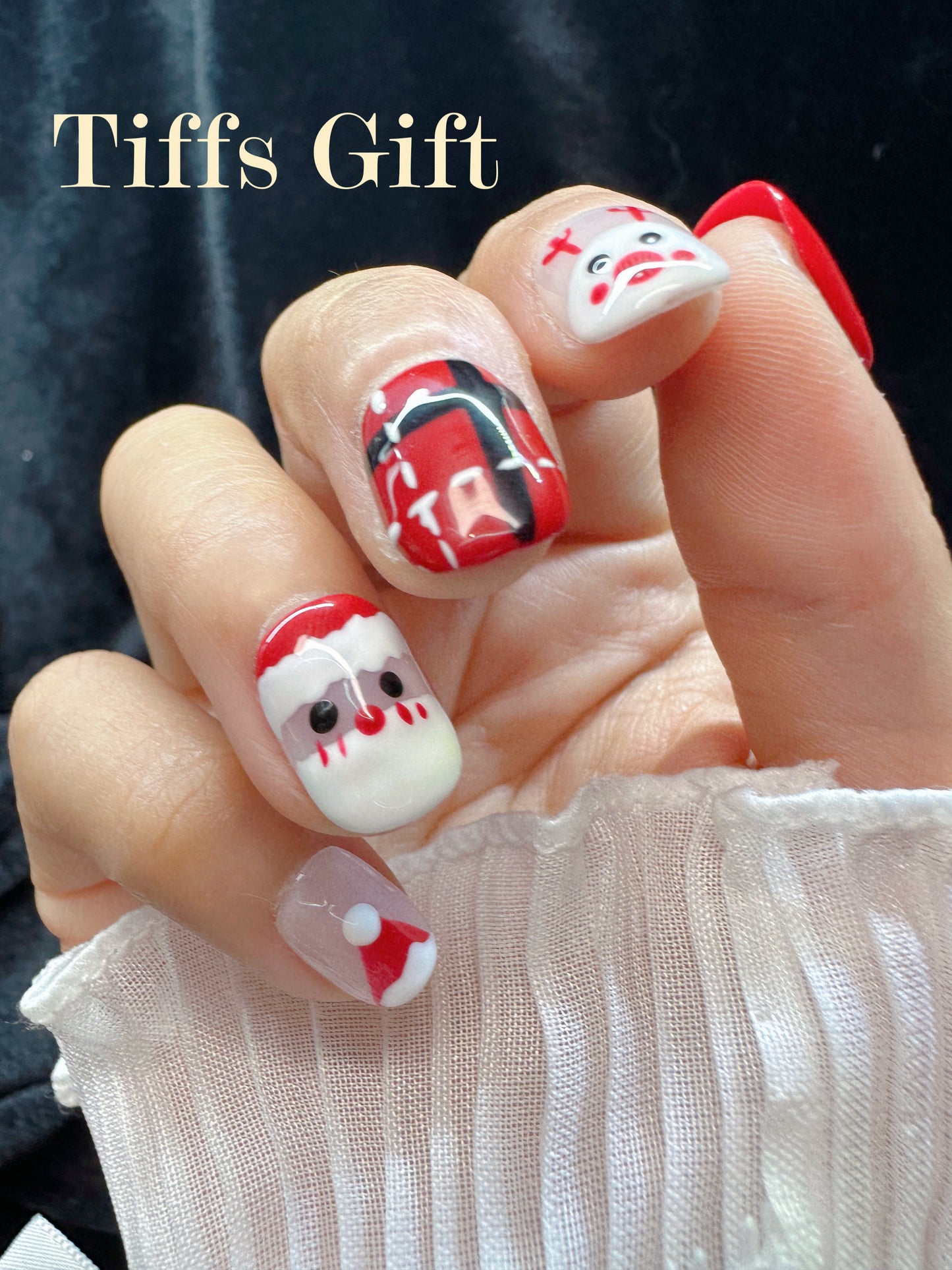 Santa Clause (short) Reusable HandMade Press On Nails - TiffsGift