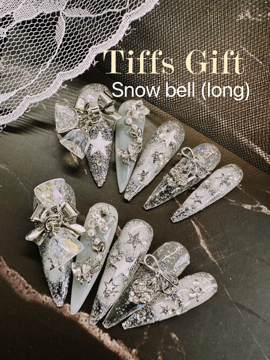Snow bell (long) Reusable Hand Made Press On Nails - TiffsGift