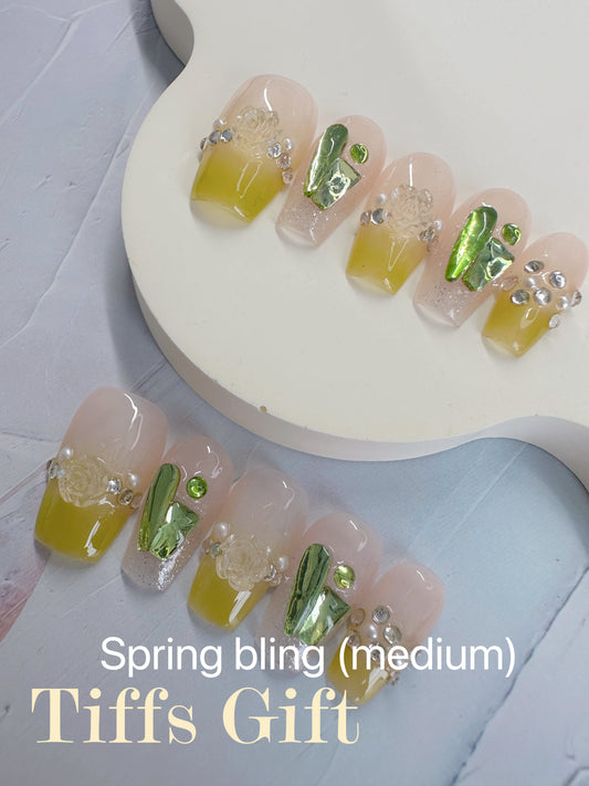 Spring bling（medium) Reusable Hand Made Press On Nails - TiffsGift
