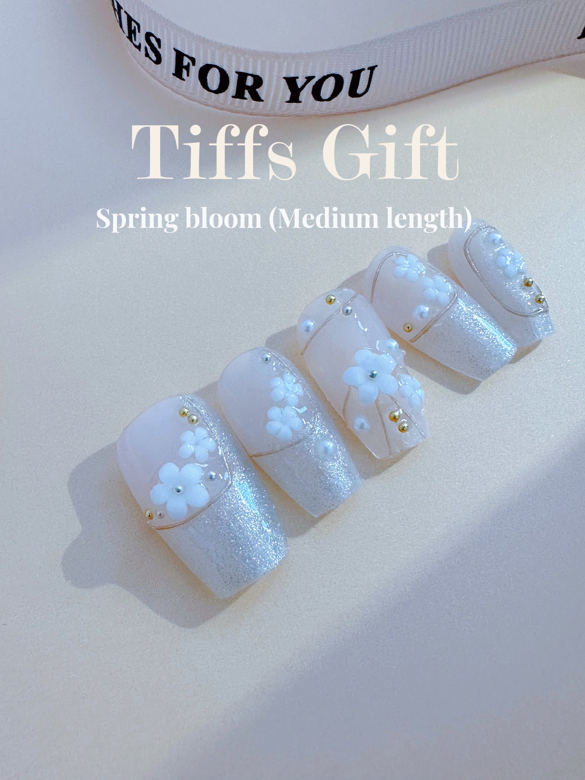 Spring bloom Reusable Hand Made Press On Nails (medium length) - TiffsGift