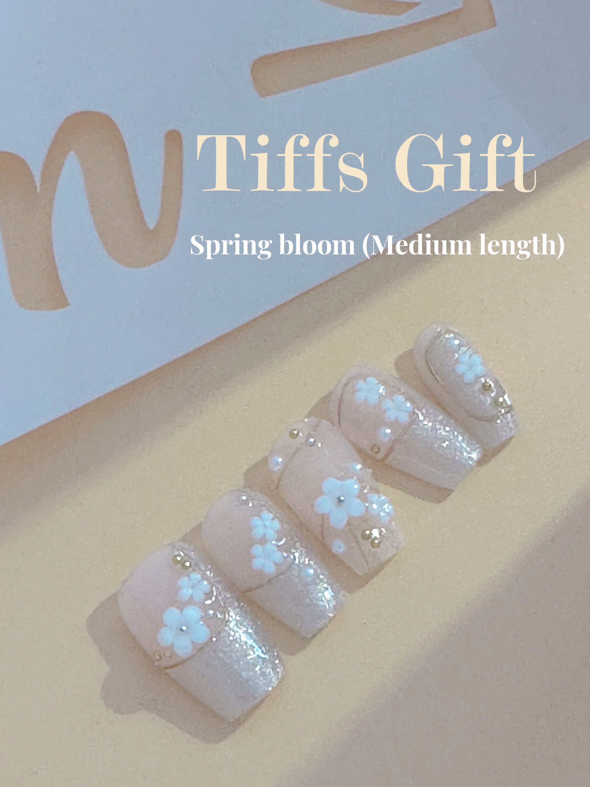 Spring bloom Reusable Hand Made Press On Nails (medium length) - TiffsGift