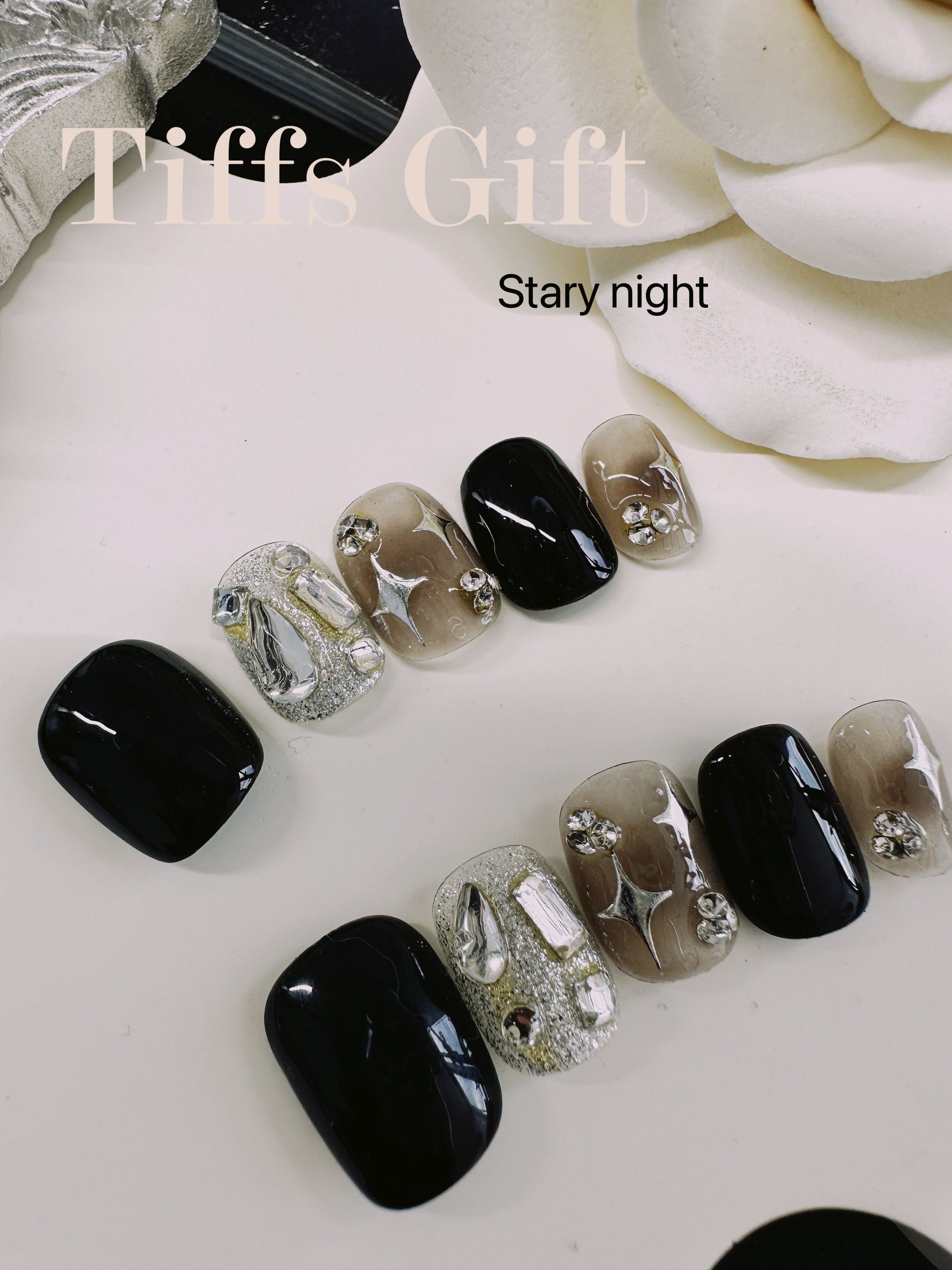 Stary Night Reusable Hand Made Press On Nails High Quality - TiffsGift
